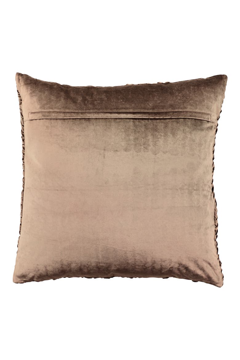 Beige Velvet Square Decorative Throw Pillow with Smocked Braid Pattern, Alternate, color, BEIGE