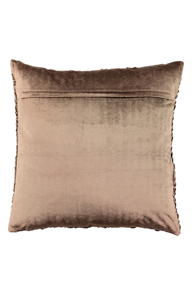 UMA Beige Velvet Square Decorative Throw Pillow with Smocked Braid Pattern, Alternate, color, 