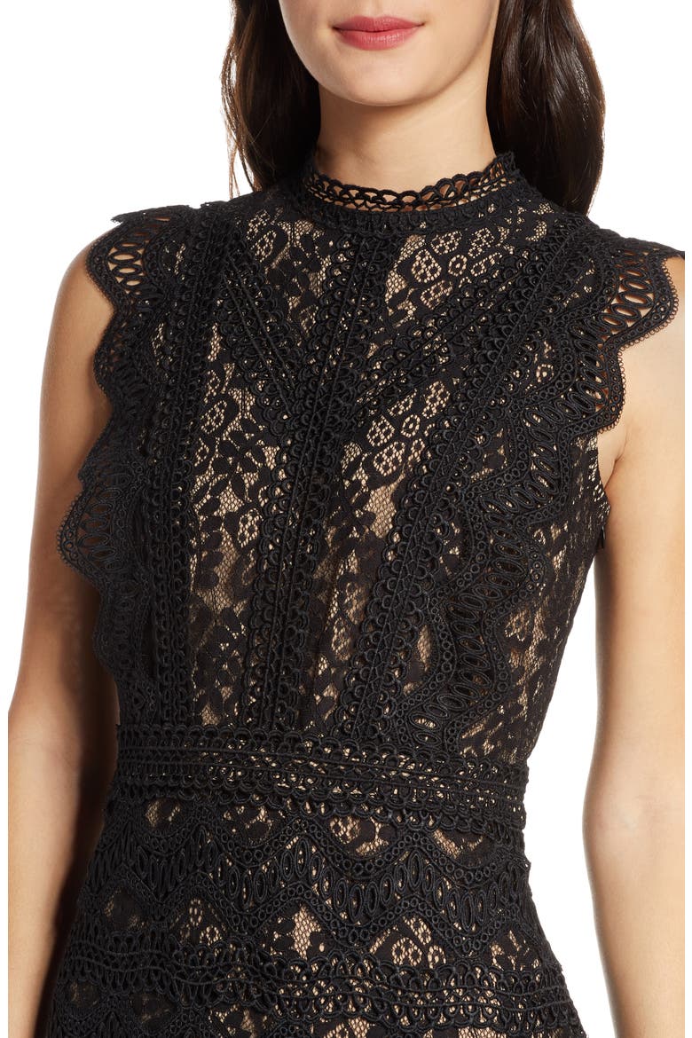 Chelsea 28 Sleeveless Allover Lace Sheath Dress, Alternate, color, BLACK
