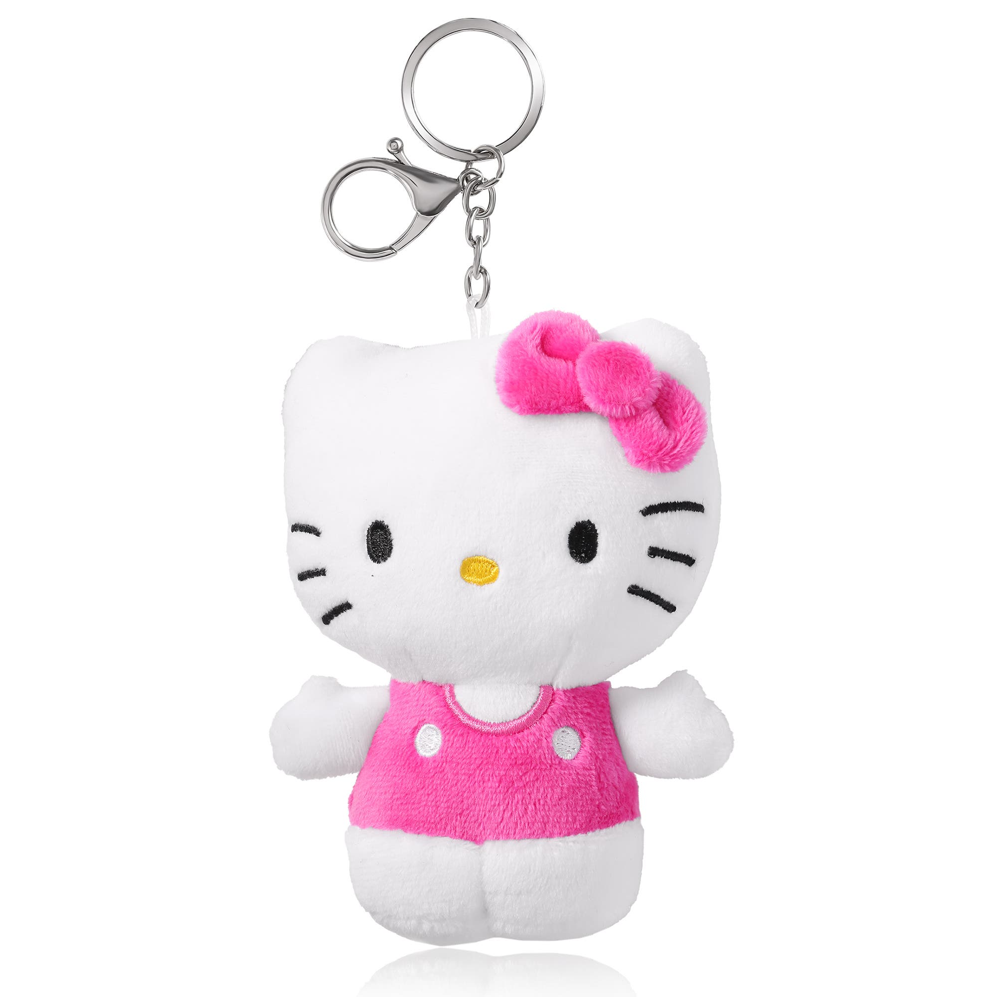 Hello Kitty Red and Pink Plush Keychain, Alternate, color, White, Red