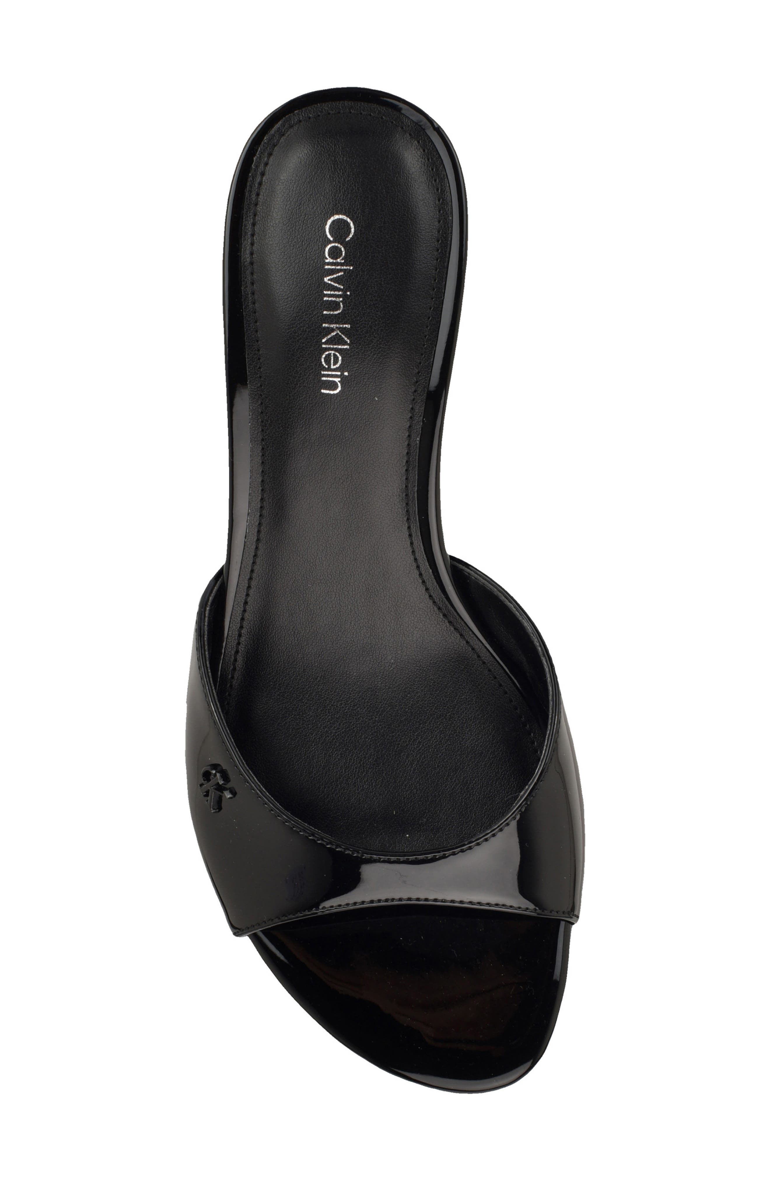 Calvin Klein Vixie Slide Sandal, Alternate, color, Black Patent