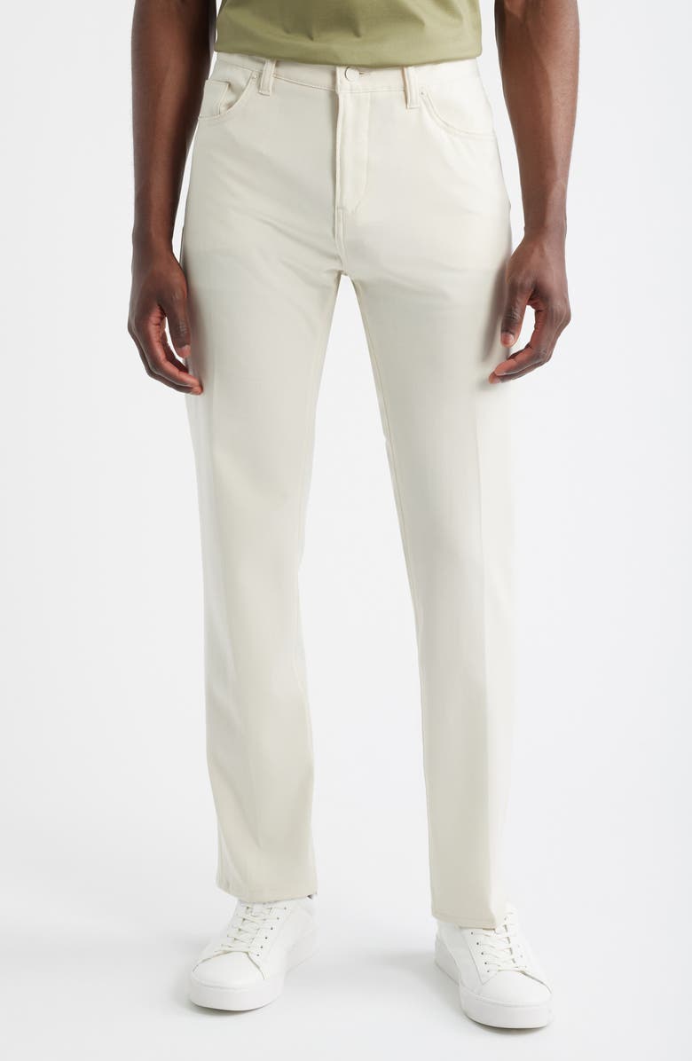 BOSS Delaware Five Pocket Straight Leg Pants, Main, color, Open White