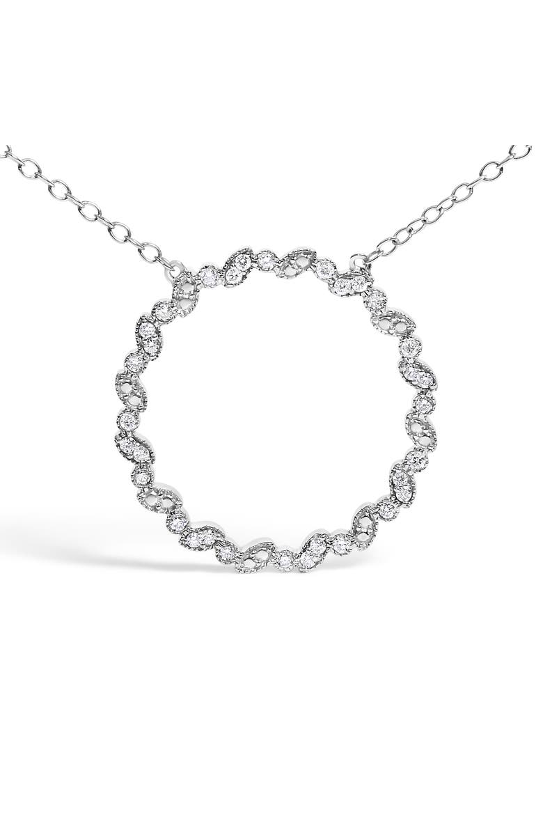 Haus of Brilliance Silver 1/7 Cttw Lab Grown Diamond Beaded Love Circle Pendant Necklace, Alternate, color, White