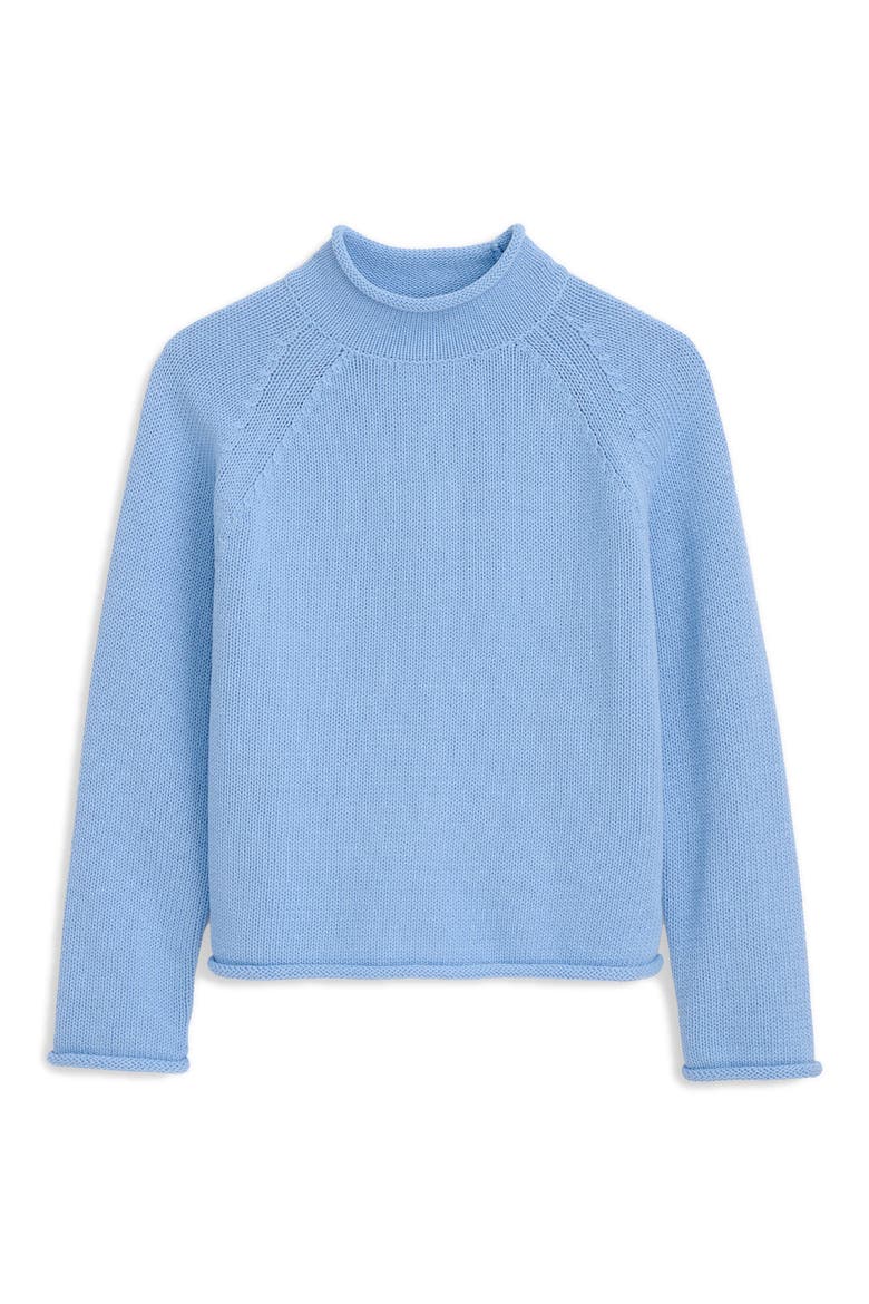 Eastport Roll Trim Long Sleeve Sweater, Alternate, color, BEL AIR BLUE