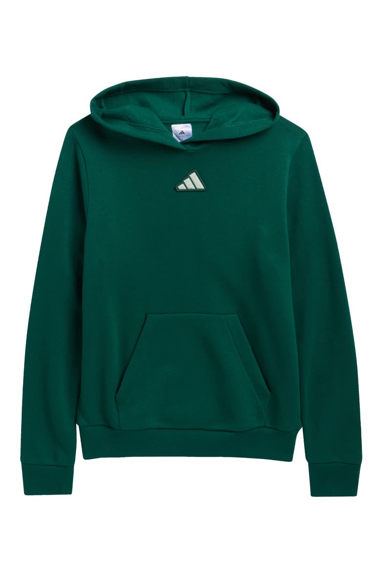 Kids' Chenille Patch Fleece Hoodie, Main, color, COLLEGIATE GREEN