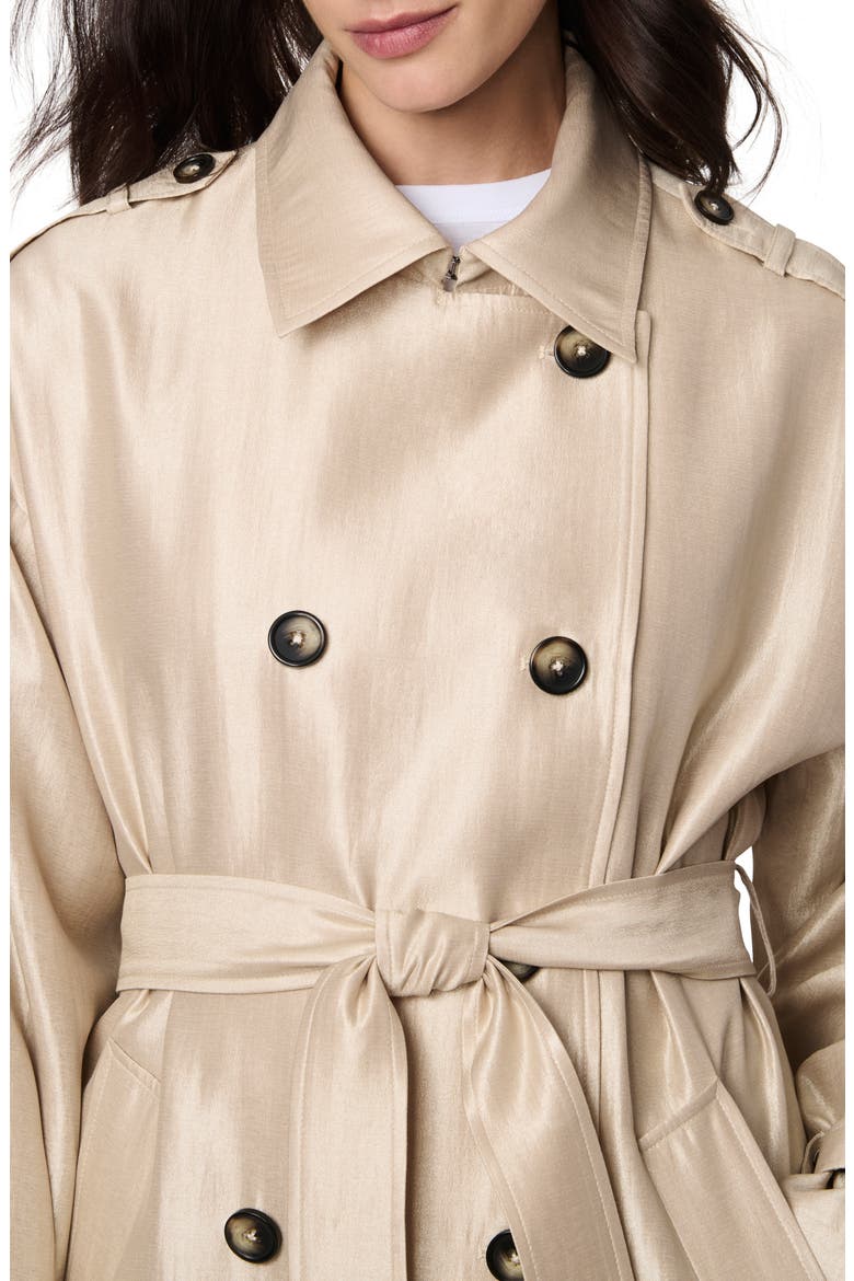 Golden Luster Double Breasted Trench Coat, Alternate, color, LIGHT KHAKI