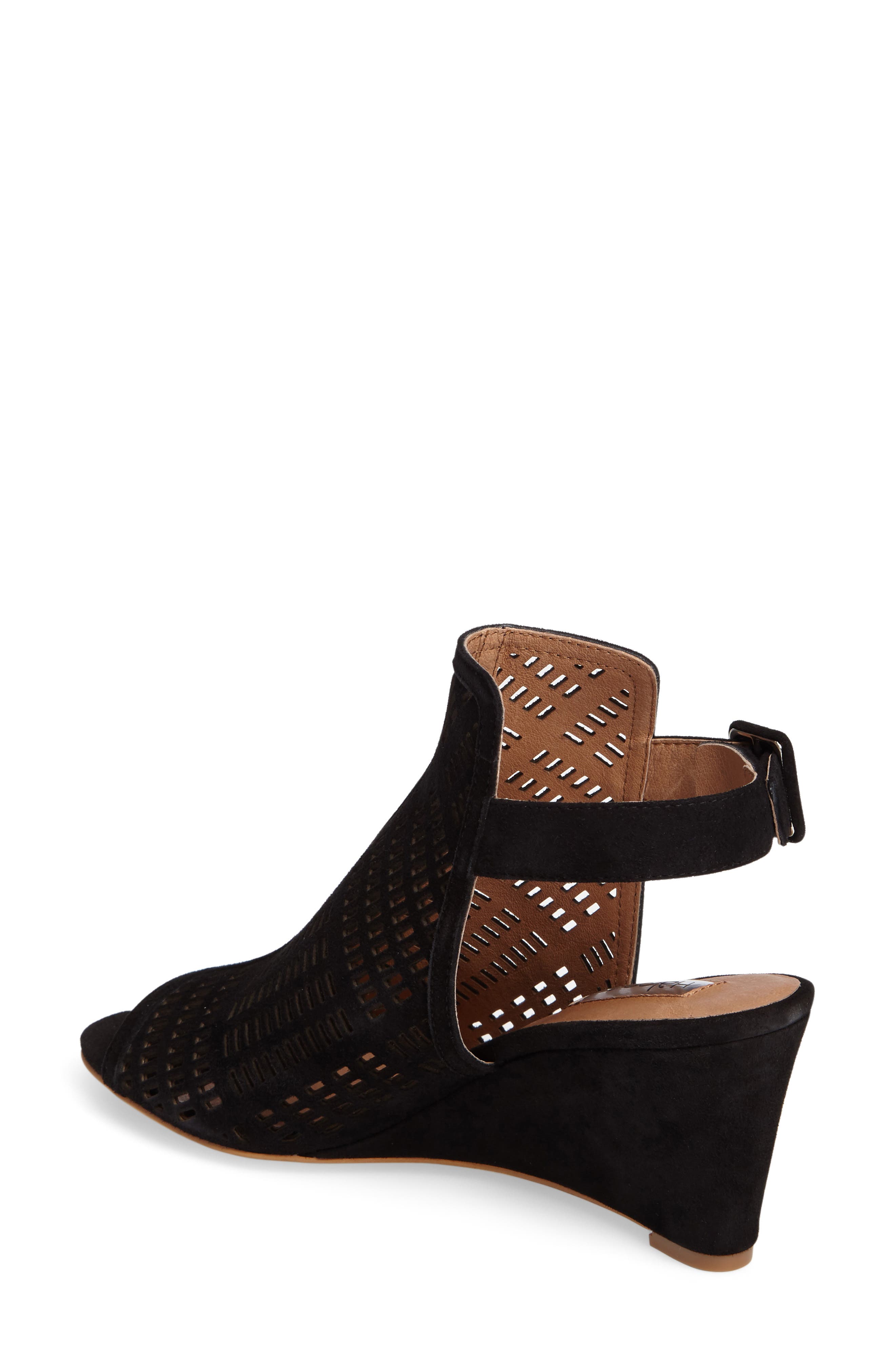 Rosina Laser Cut Wedge Sandal, Alternate, color, BLACK SUEDE