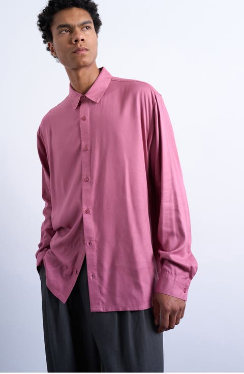 Relaxed Fit Twill Button-Up Shirt