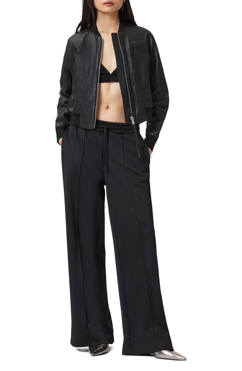 AllSaints x Williams F1 Racing Orten Leather Bomber Jacket, Alternate, color, Black