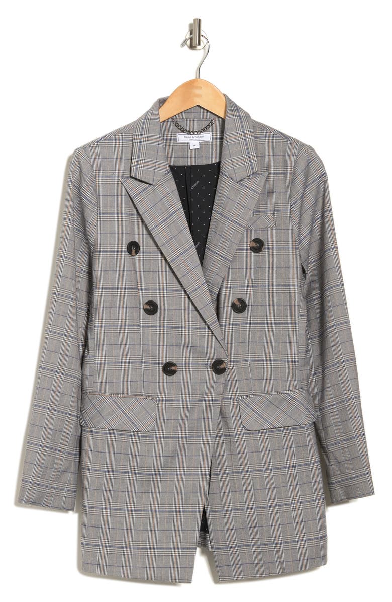 Belle & Bloom Too Cool For Work Plaid Blazer, Alternate, color, Charcoal
