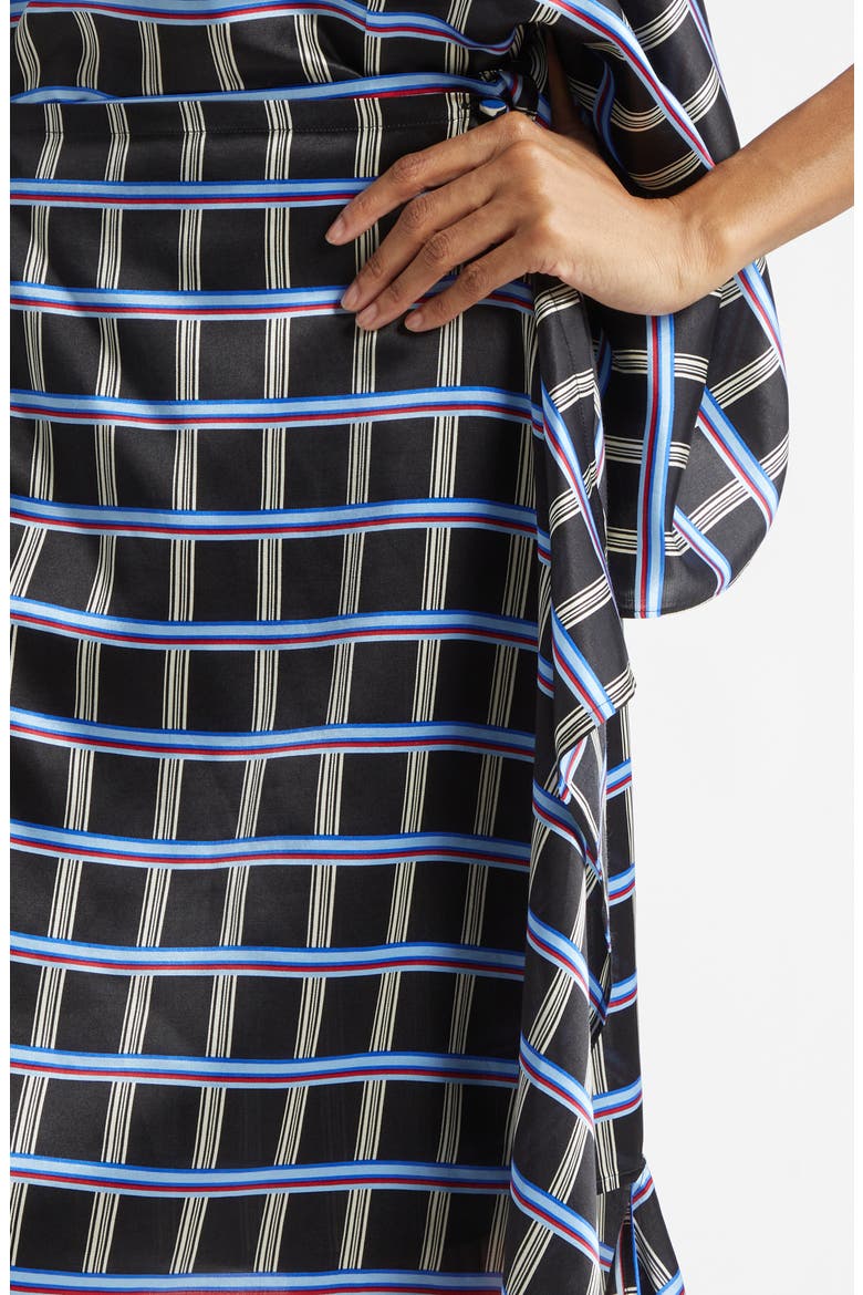 Check Asymmetric Silk & Cotton Skirt, Alternate, color, BLACK MULTI