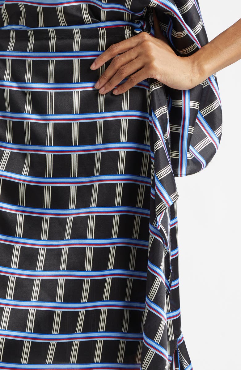 EENK Check Asymmetric Silk & Cotton Skirt, Alternate, color, Black Multi