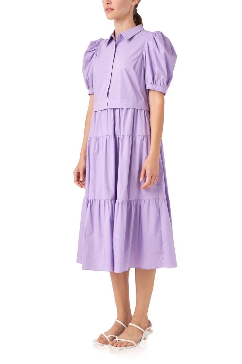 Puff Sleeve Shirtdress, Alternate, color, PURPLE
