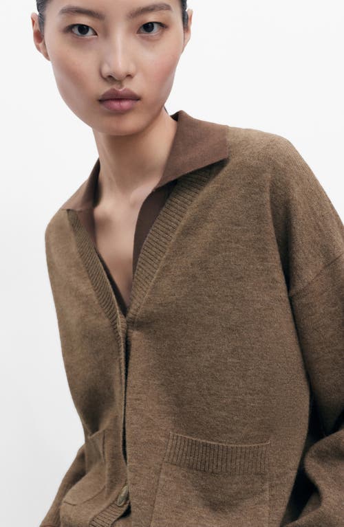 Mango V-neck Cardigan In Brown