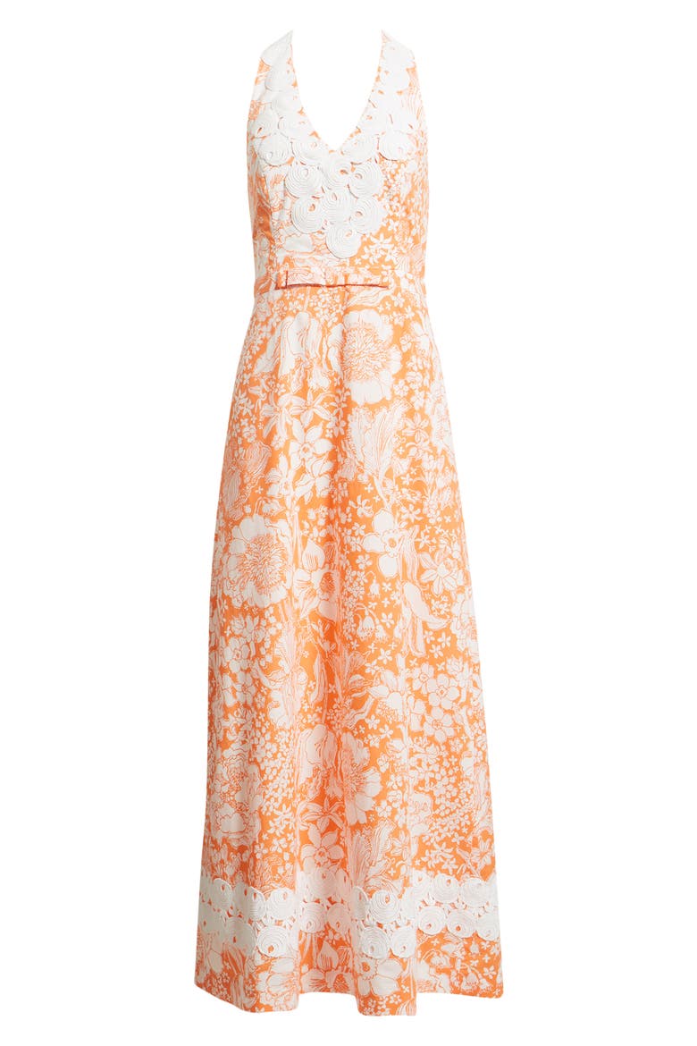Belinda Maxi Dress, Alternate, color, SUNSET ORANGE BUDDING ROMANCE