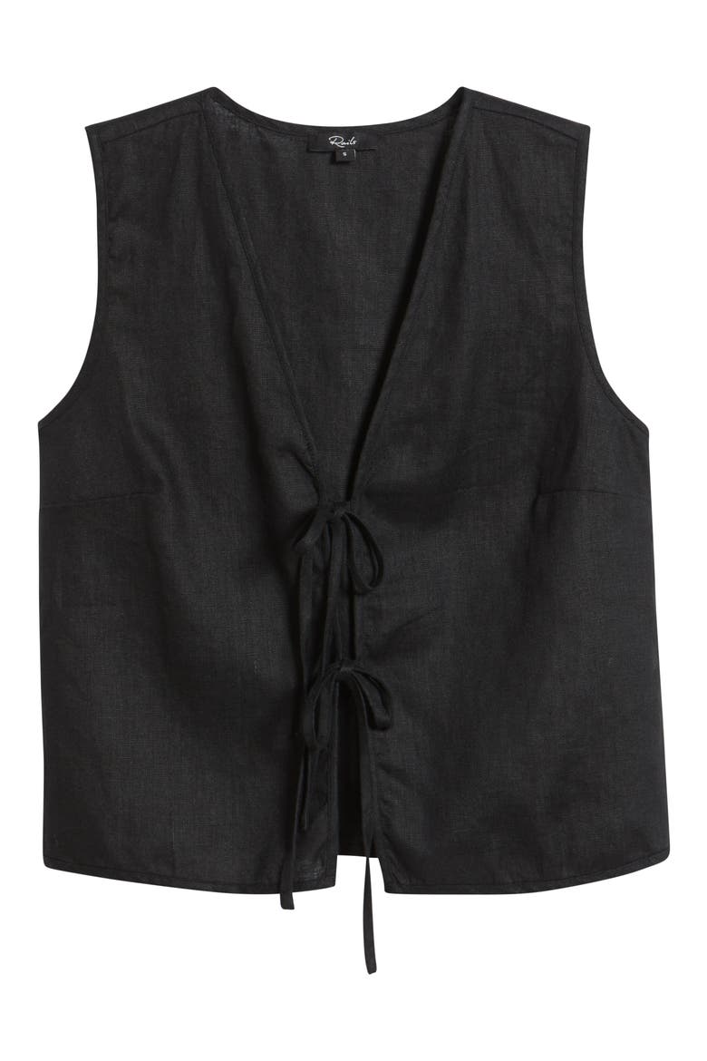 Linen Tie Front Vest, Alternate, color, BLACK