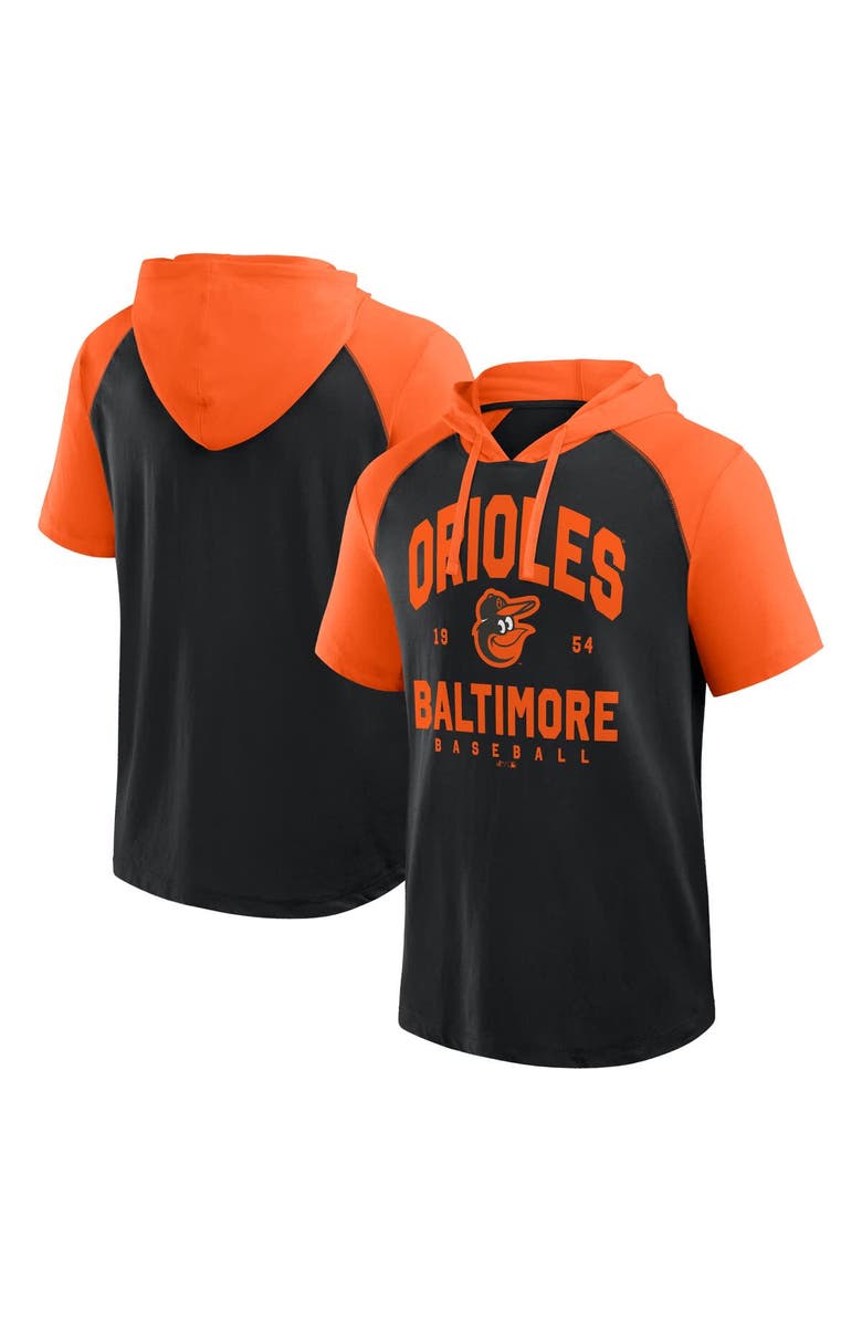 PROFILE Men's Profile Black Baltimore Orioles Big & Tall Short Sleeve Pullover Hoodie, Alternate, color, 
