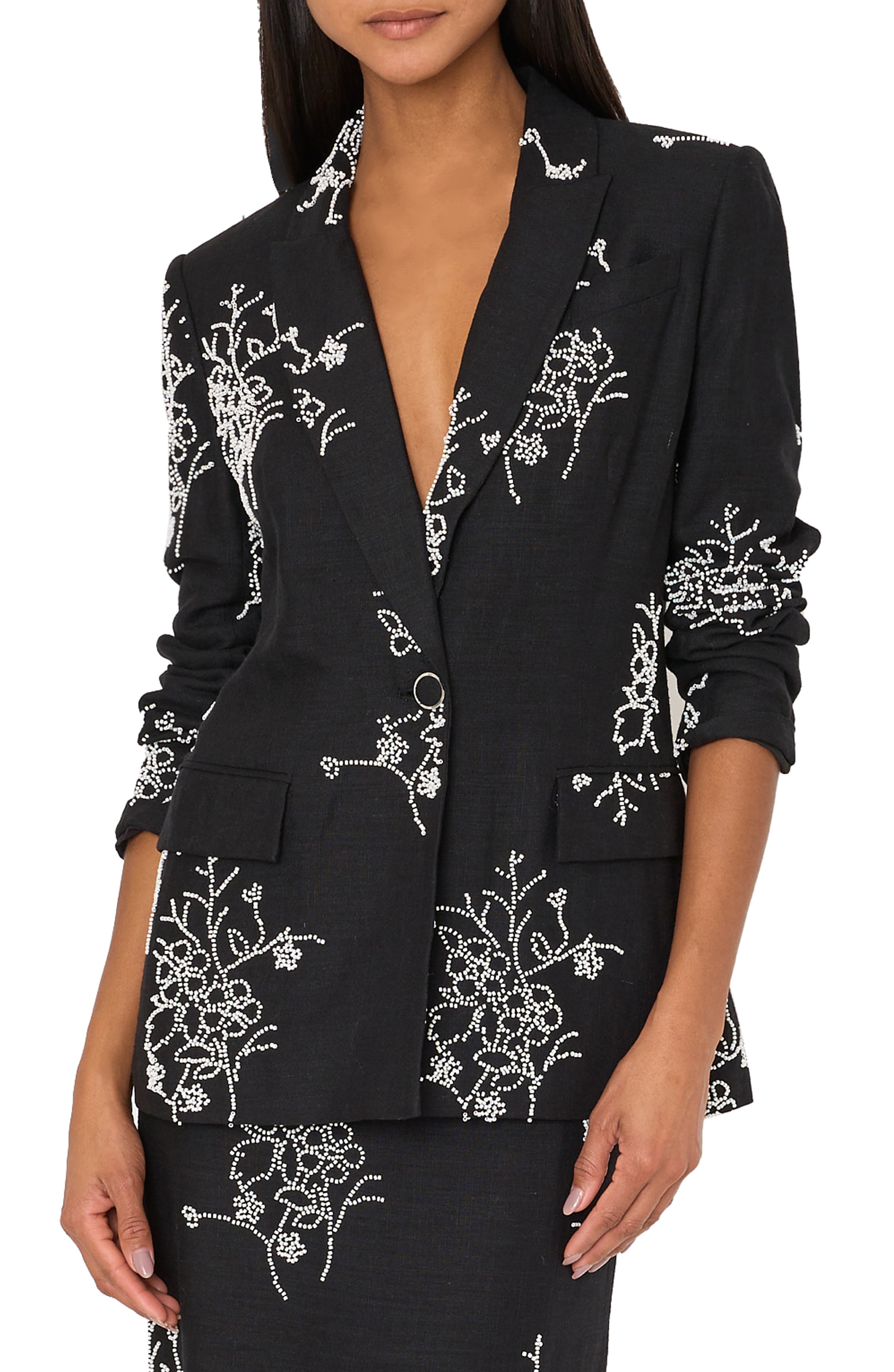 Milly Alexa Beaded Embroidered Blazer