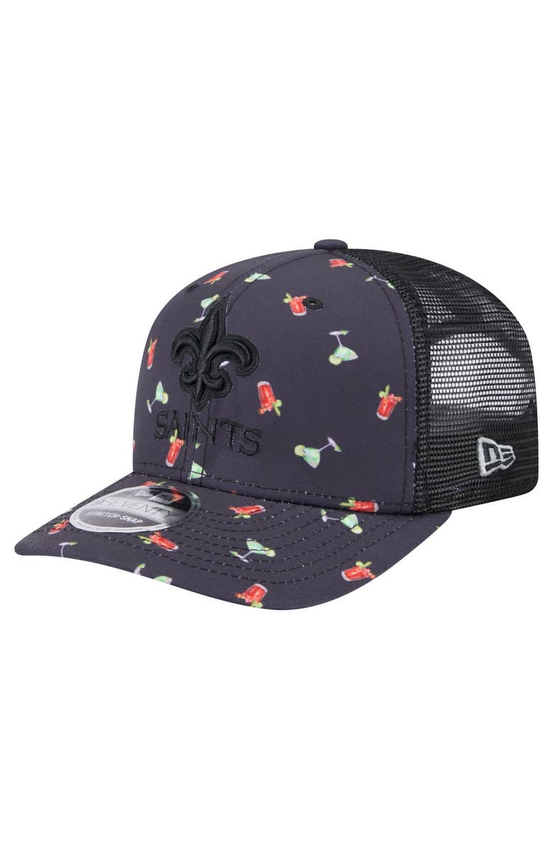 New Era Men's New Era Navy/Black New Orleans Saints Adventure Drinks Pattern 9SEVENTY Stretch-Snap Hat, Main, color, Navy