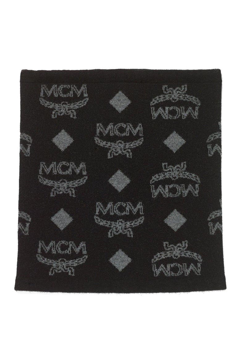 Neck Warmer in Monogram Wool Jacquard, Main, color, Black