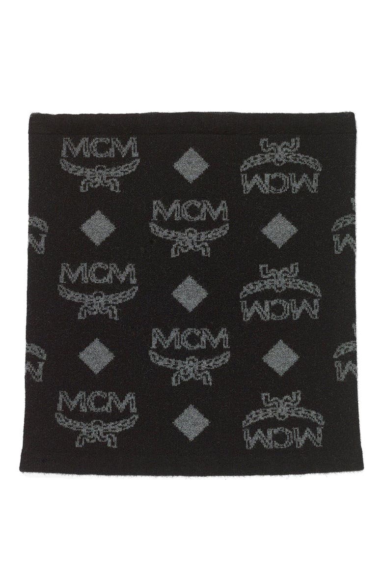 MCM Neck Warmer in Monogram Wool Jacquard, Main, color, Black