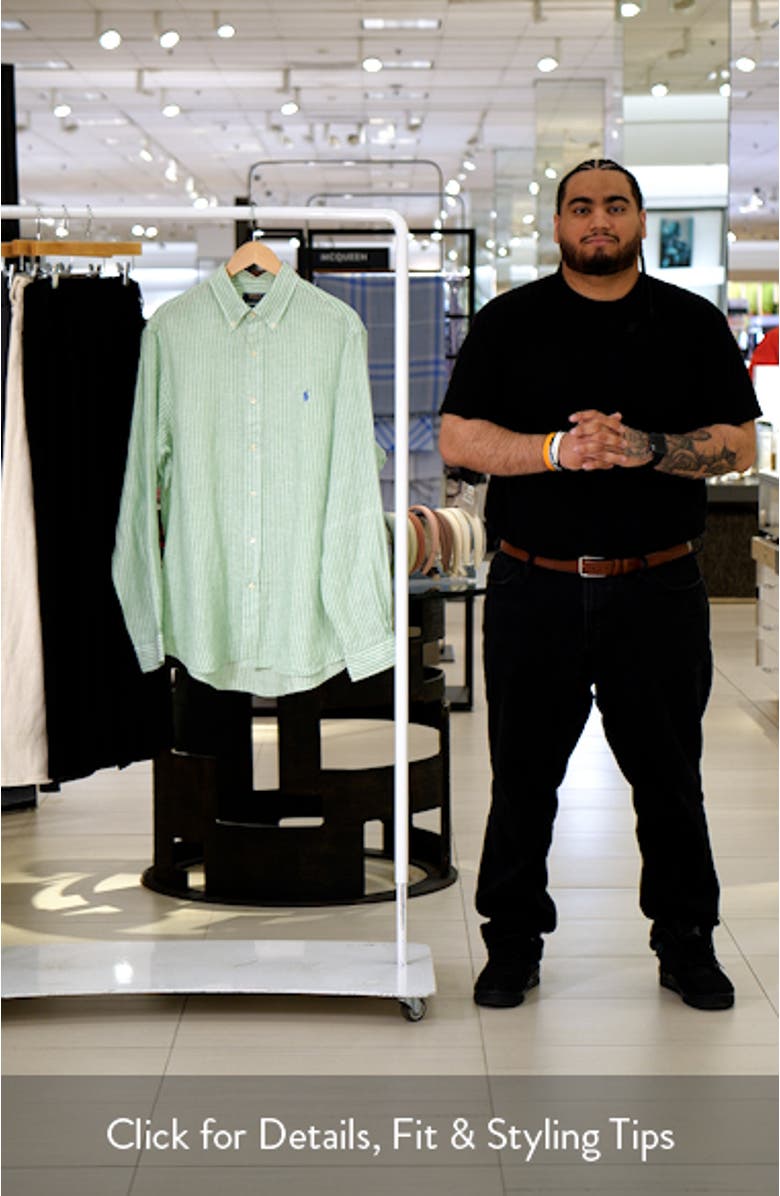 Classic Fit Stripe Linen Button-Down Shirt, sales video thumbnail