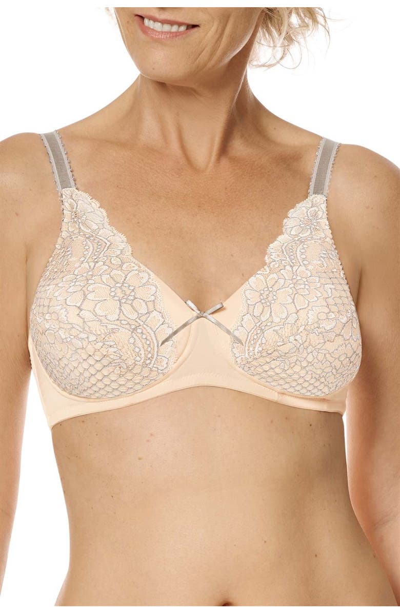 Amoena Alina Padded Wire-Free Bra, Main, color, Light Rose/ Grey