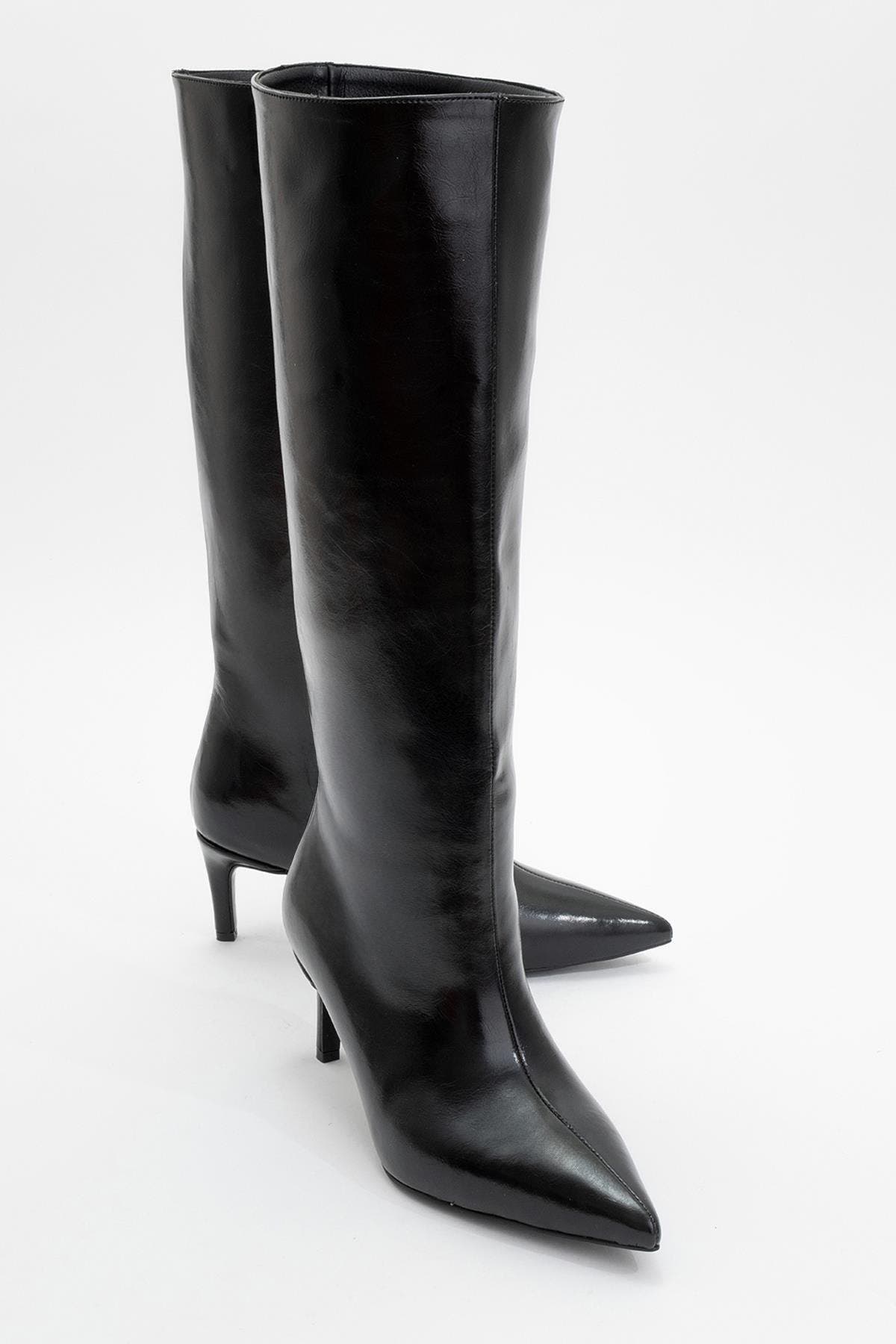 Prologue Shoes Cassandra High Heel Boot, Main, color, Black Faux Leather