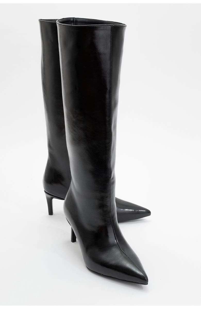 Prologue Shoes Cassandra High Heel Boot, Main, color, Black Faux Leather