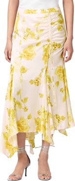 AllSaints Kathy Satin Floral Midi Skirt