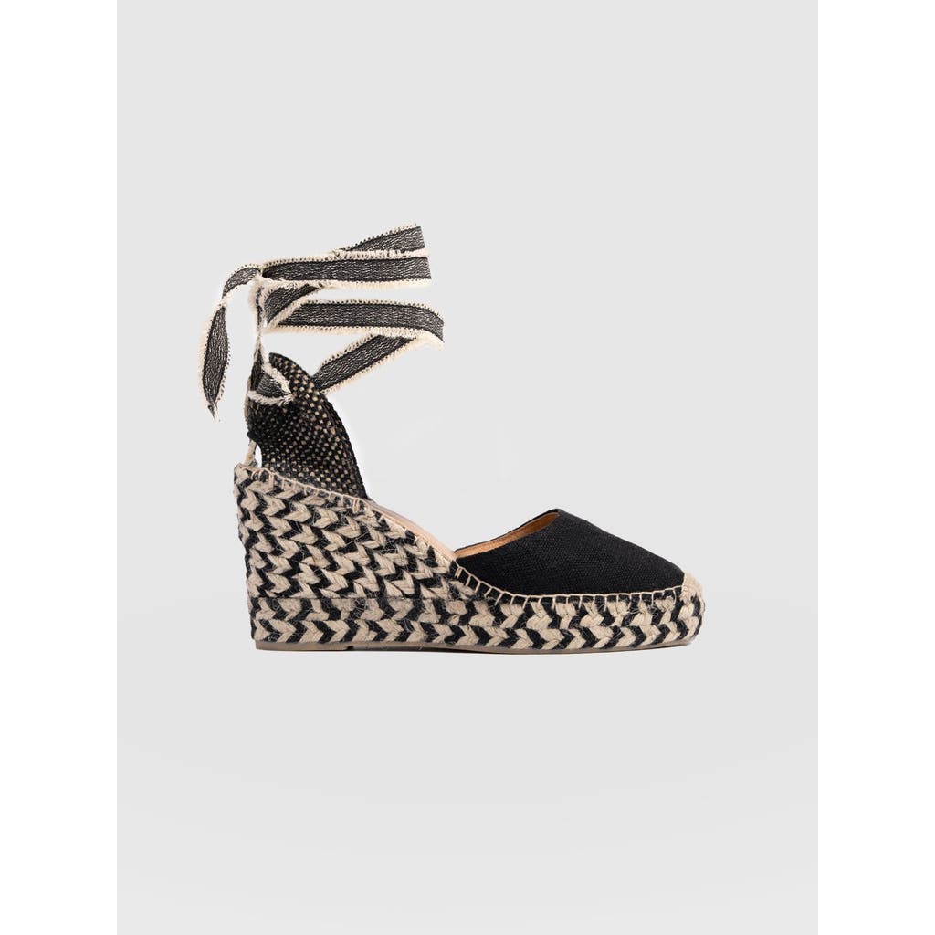 Saint + Sofia Rowe Espadrille Tie Wedges In Black