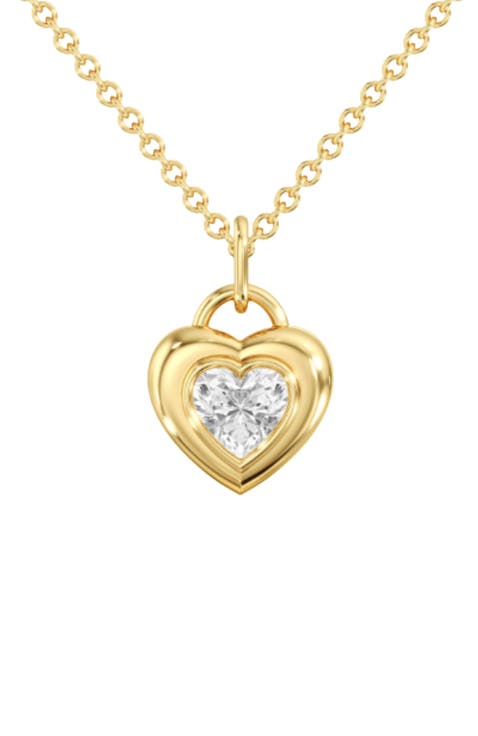 Puffy Heart Bezel Lab Diamond Pendant in 14K