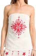 Brixton The Lola Medallion Print Strapless Cotton Top