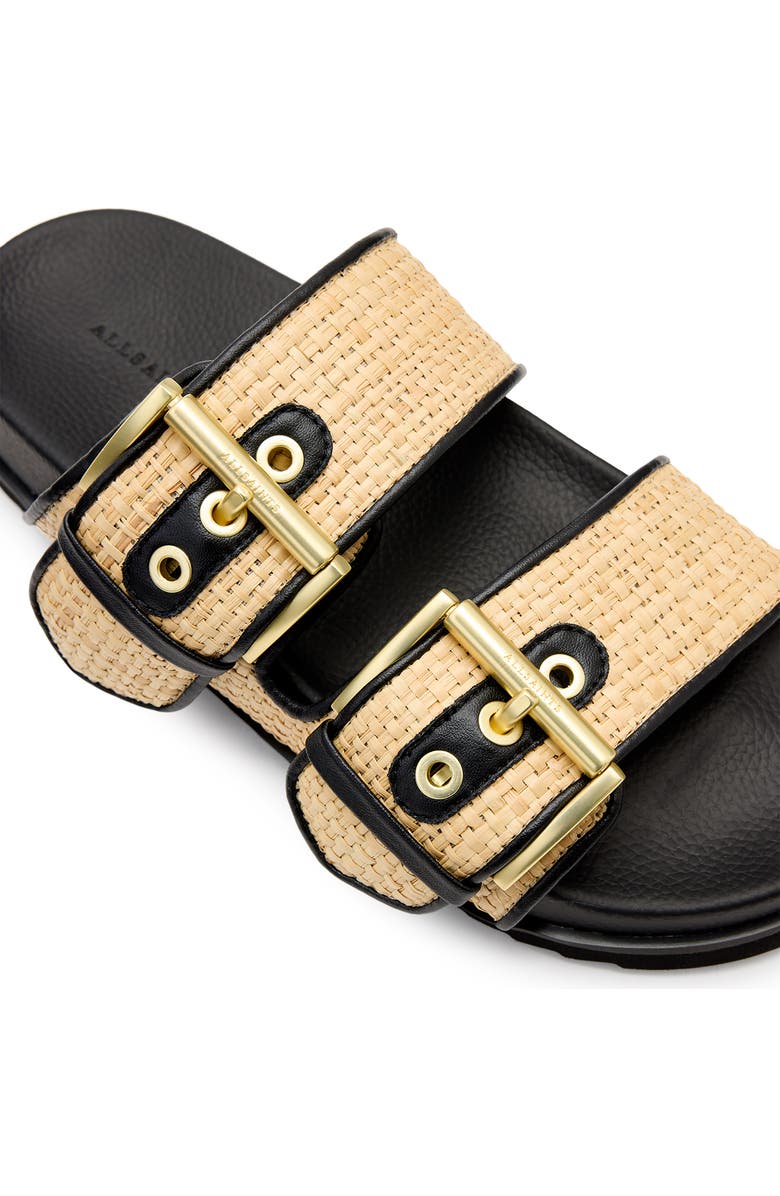 AllSaints Sian Raffia Two-Strap Sandal, Alternate, color, Natural/ Black