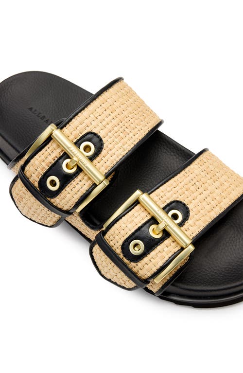 Shop Allsaints Sian Raffia Two-strap Sandal In Natural/black