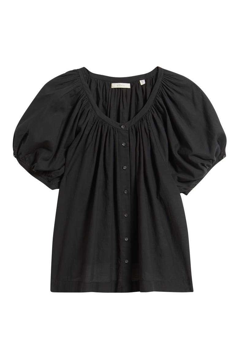 June Gingham Organic Cotton Top, Alternate, color, BLACK