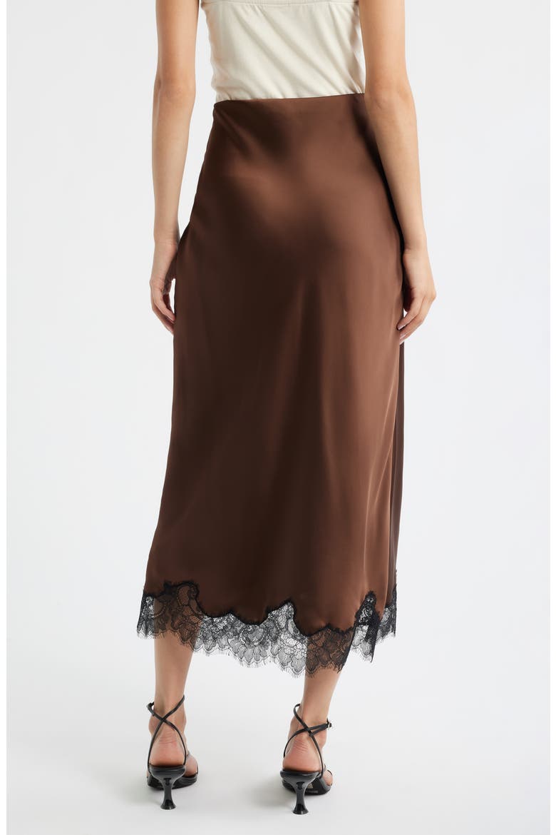 Calder Lace Trim Satin Midi Skirt, Alternate, color, CHOCOLATE BROWN