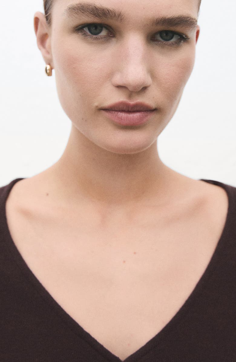 MANGO Belted V-Neck Cardigan, Alternate, color, Brown