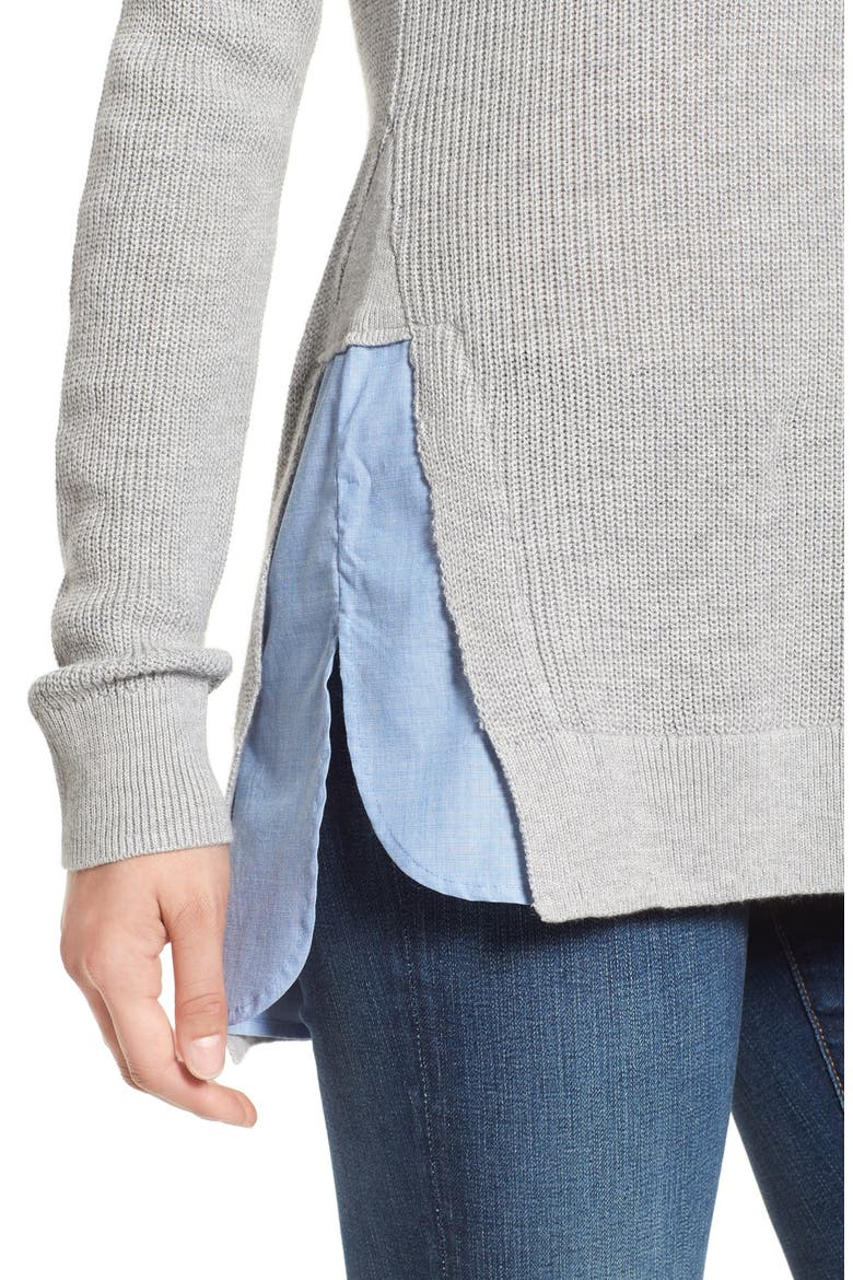 Treasure&Bond Layered Split Hem Sweater, Alternate, color, GREY HEATHER