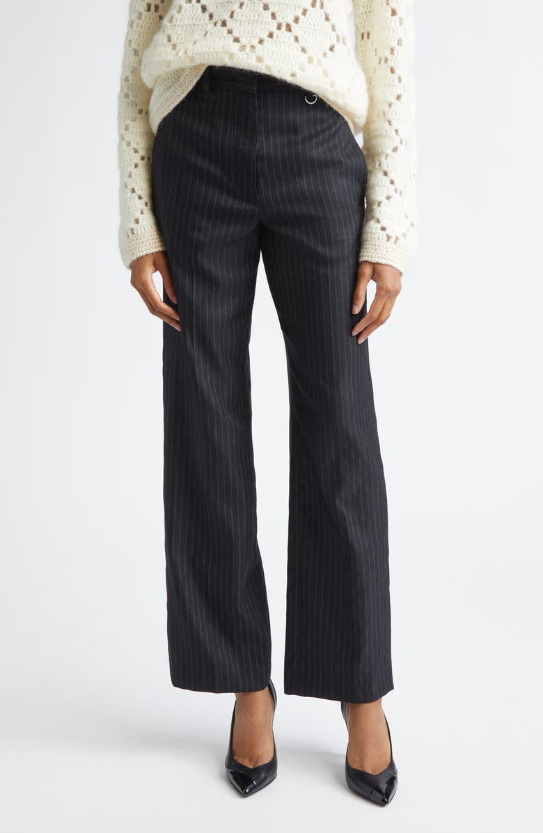 Isabel Marant Noanda Pinstripe Wool Blend Pants, Main, color, Black