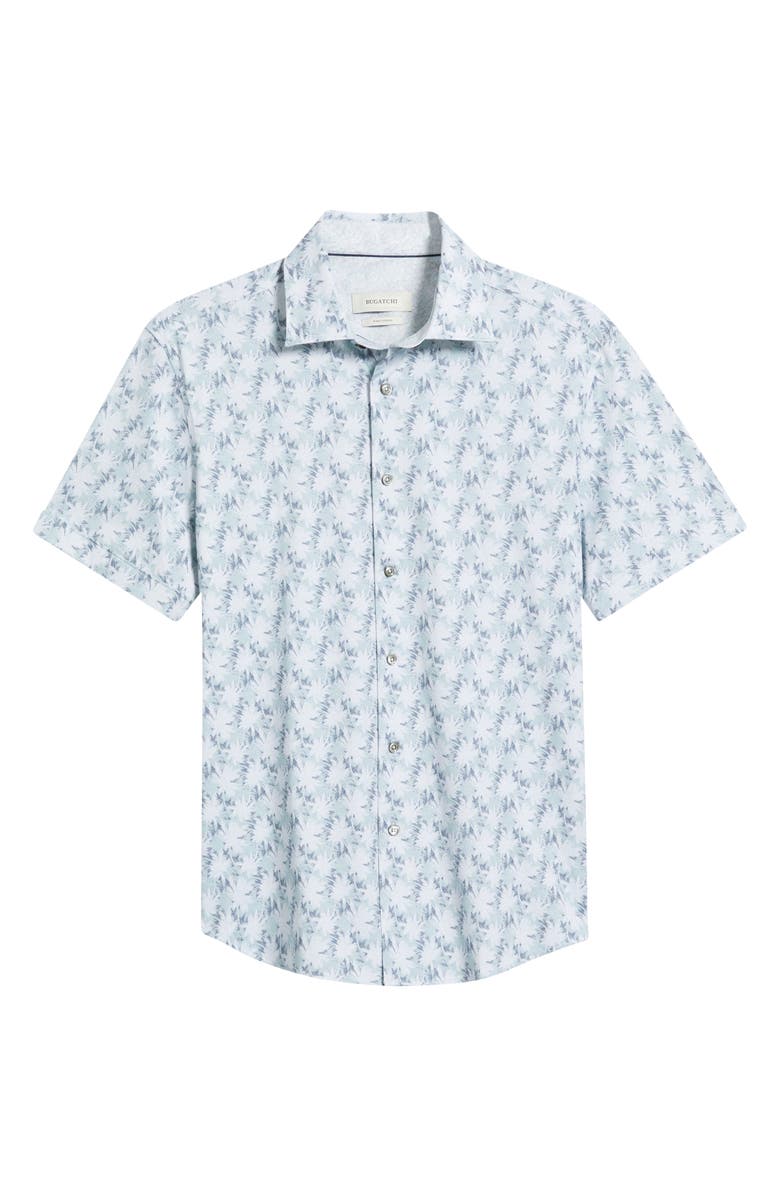 Bugatchi Myron OoohCotton<sup>®</sup> Palm Tree Print Short Sleeve Button-Up Shirt, Alternate, color, Mint
