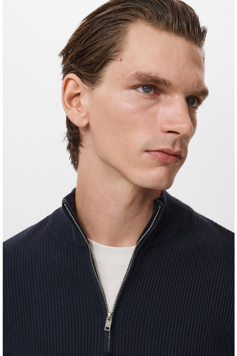 Rib Quarter Zip Sweater, Alternate, color, NAVY