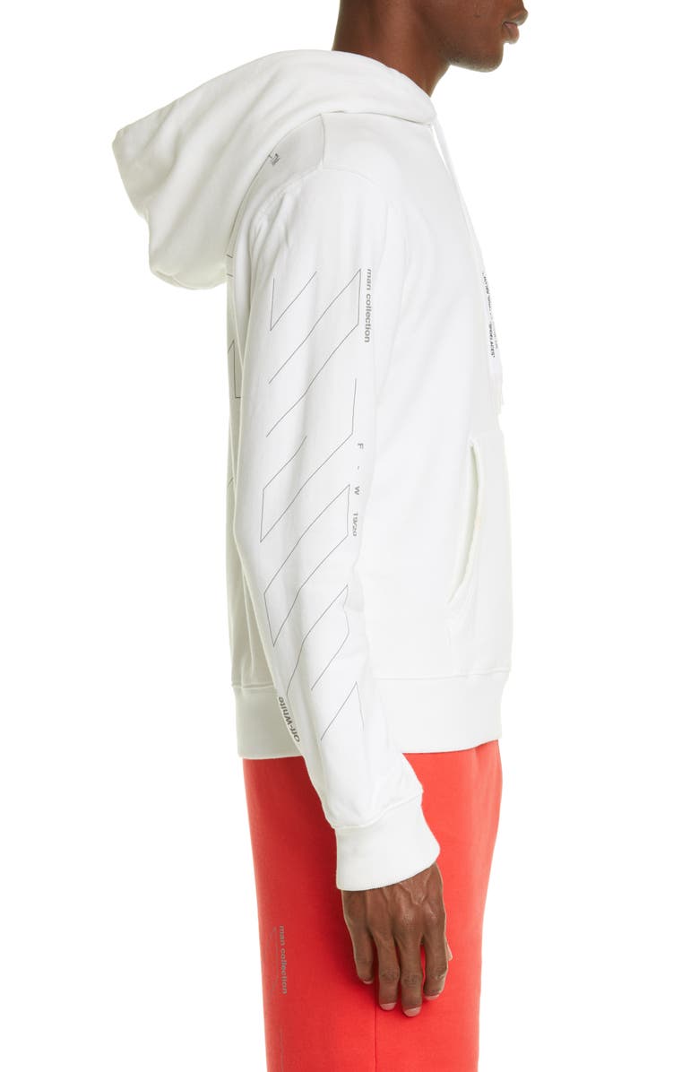 Off-White Diagonal Unfinished Slim Fit Hoodie, Alternate, color, 