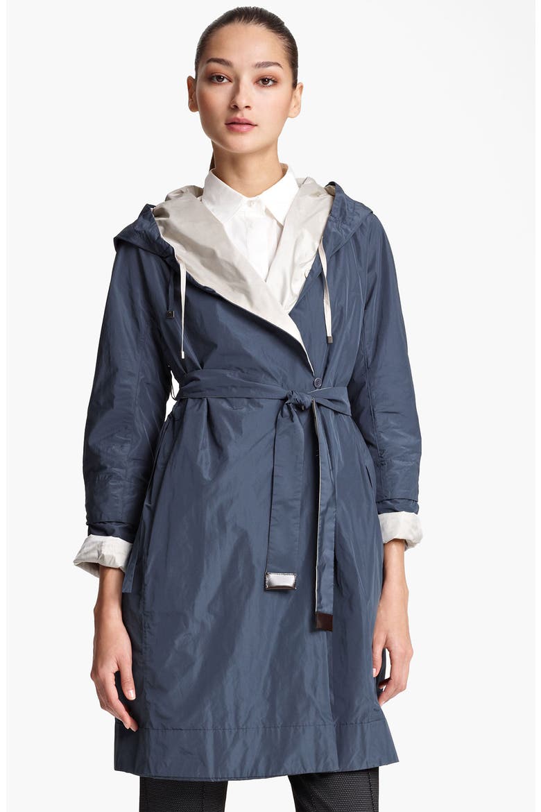 Long Hooded Reversible Coat, Alternate, color, DUSTY BLUE