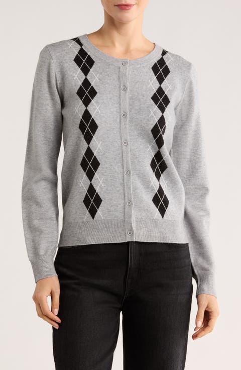 Argyle Button Front Cardigan