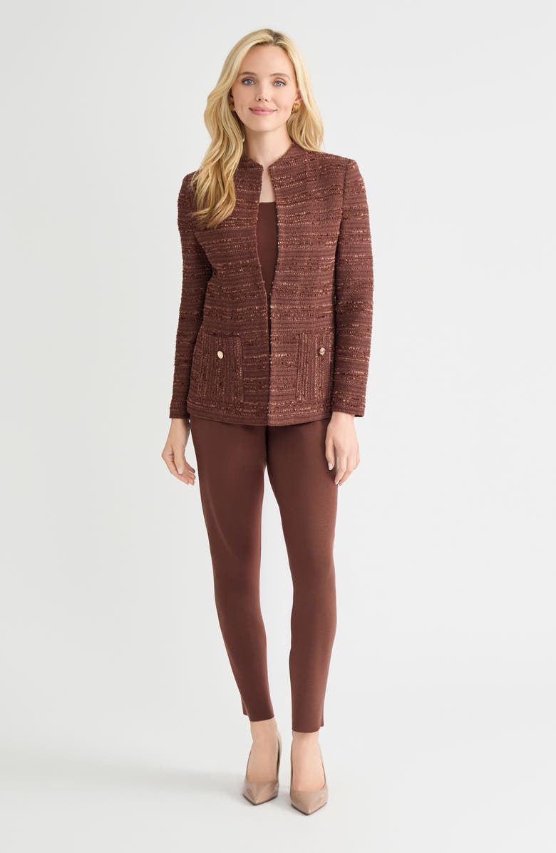 Misook Tailored Tonal Ribbon Knit Jacket, Alternate, color, Truffle