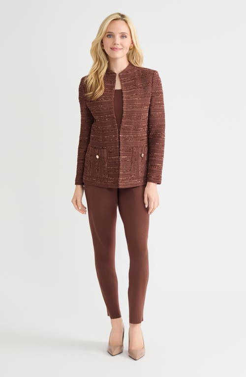 Misook Tailored Tonal Ribbon Knit Jacket In Brown
