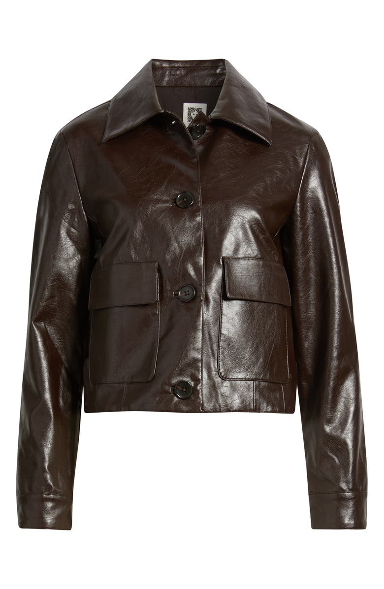 Anne Klein Faux Leather Crop Shirt Jacket, Alternate, color, 