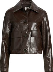 Anne Klein Faux Leather Crop Shirt Jacket