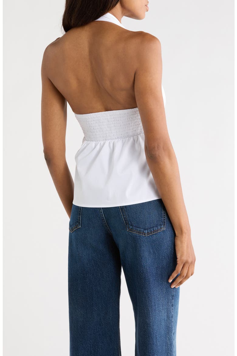 Cotton Blend Halter Top, Alternate, color, WHITE
